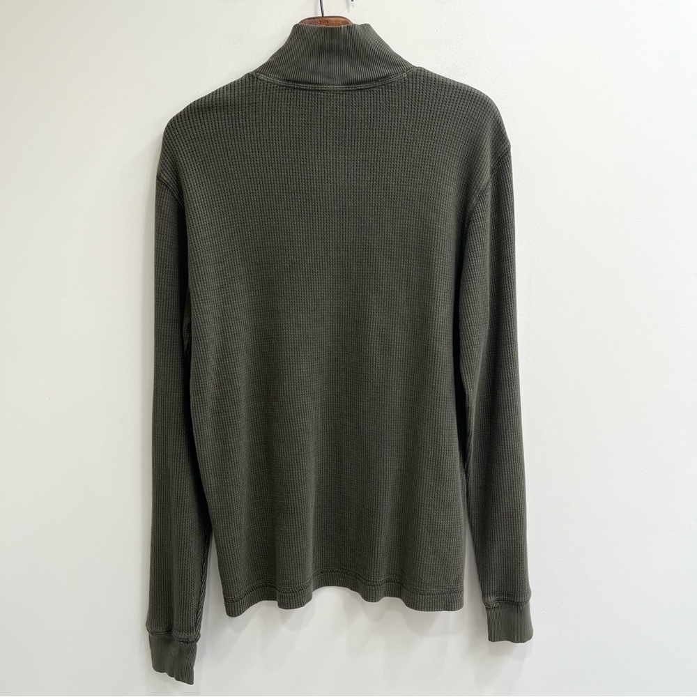 Calvin Klein quarter zip thermal henley shirt olive army green 100% cotton large - Picture 4 of 8